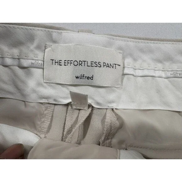 Aritzia Wilfred Effortless Oatmeal Beige Pant Wide Leg Pleated Trousers Sz 8 - Picture 7 of 13